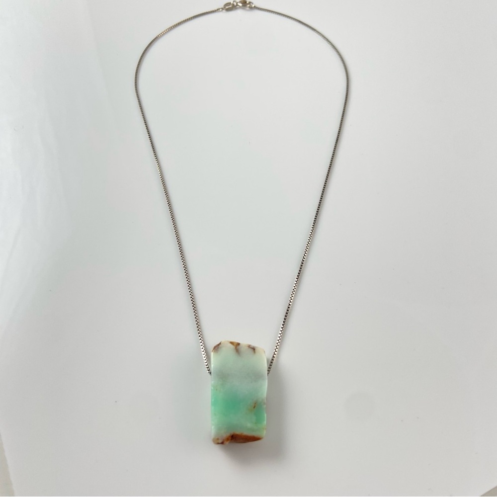 Sterling and Chrysoprase Pendant Necklace